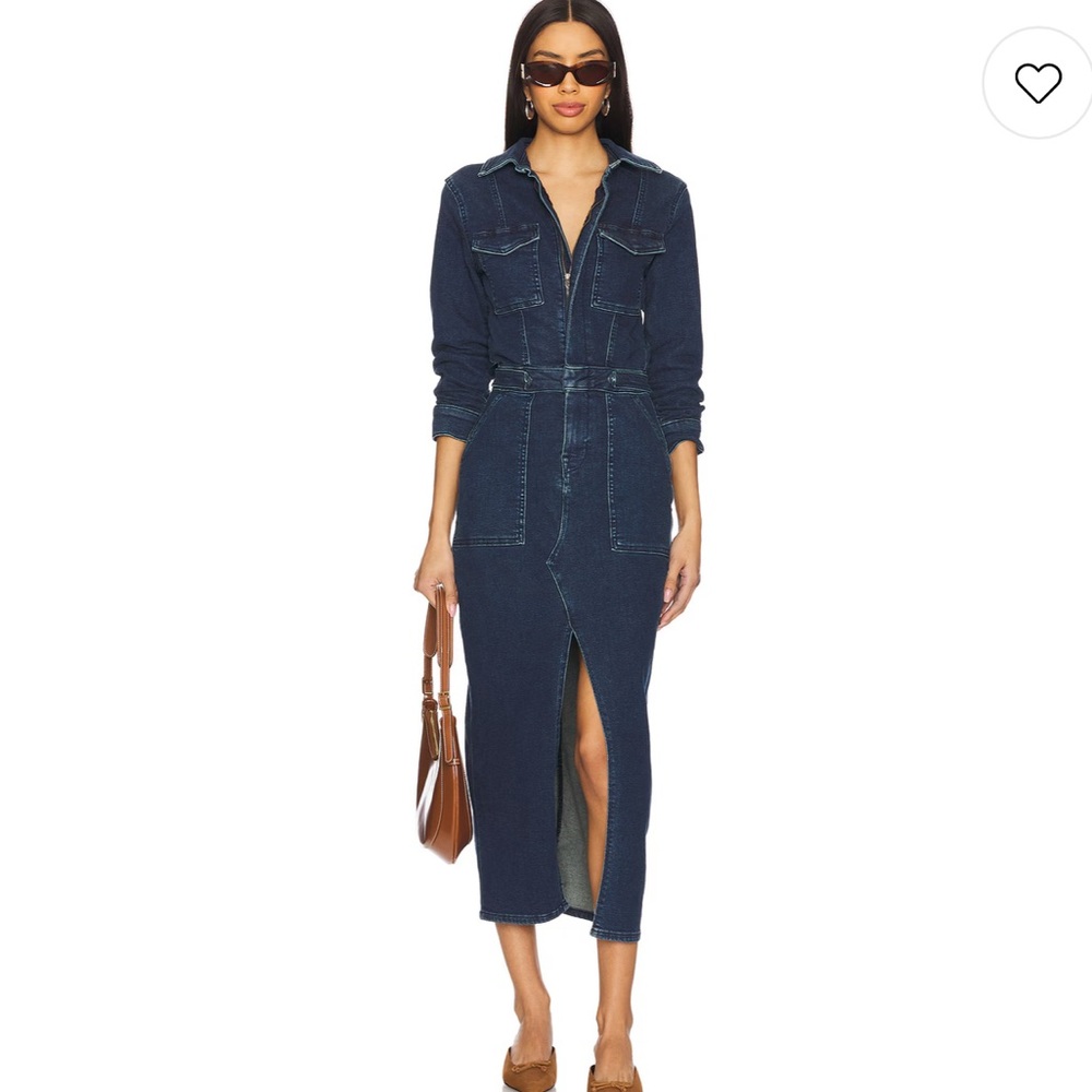 BRAND NEW Good American Fit For Success Long Sleeve Midi Dress in Indigo724
